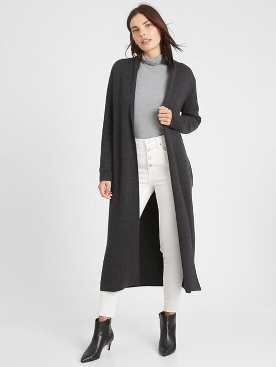 Banana Republic Sweaters - Banana Republic Structured Sweater Coat Cardigan Duster Dark Gray M Fall Cozy